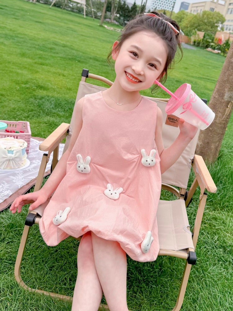 Summer Fashionable Red Bud Skirt Sleeveless Children's Dress