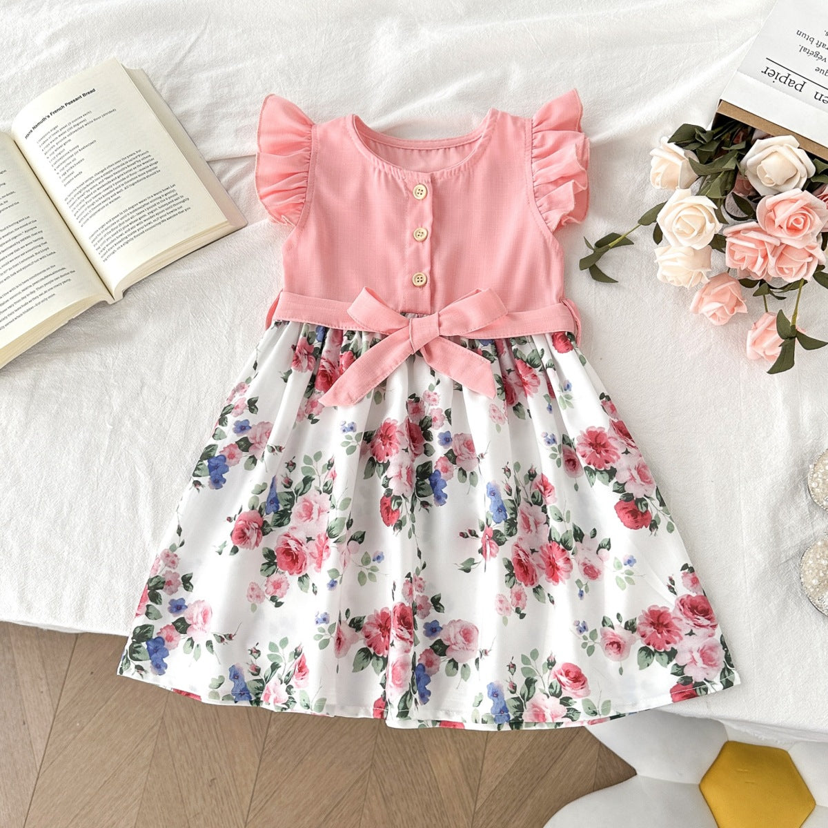 Children's Clothing Summer Style Lace Sleeve Floral Children's Dress