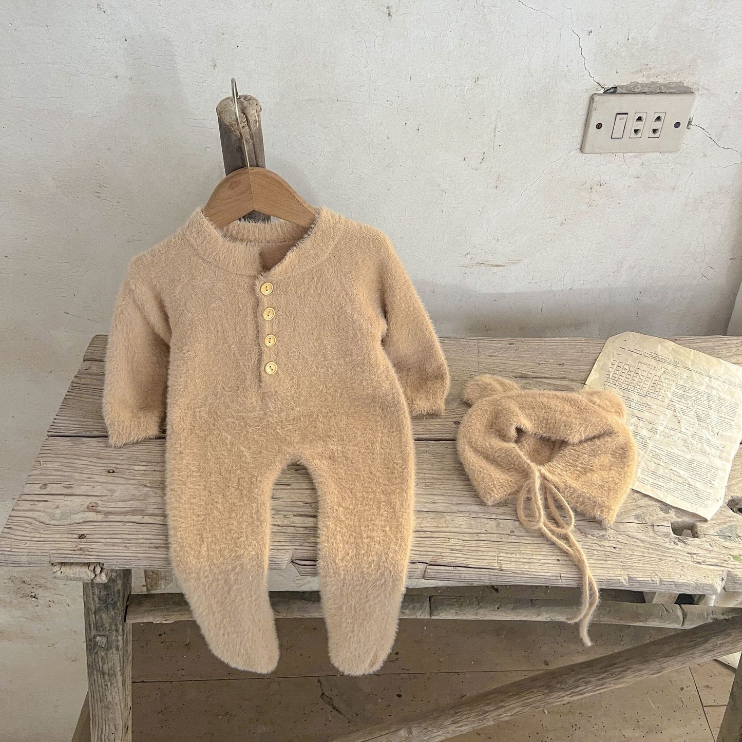Winter Jumpsuit Days Clothes Mink Fur Cute Bear Bag Foot Jumpsuit, Climbing Suit