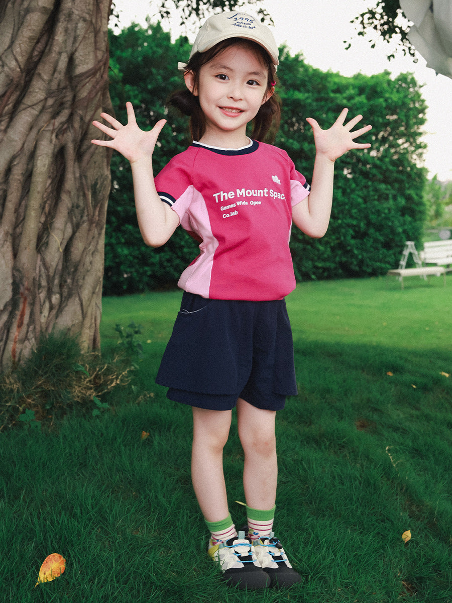 Children's Short-sleeved Summer Mountain Outdoor Sports Color Contrast Children's T-shirt