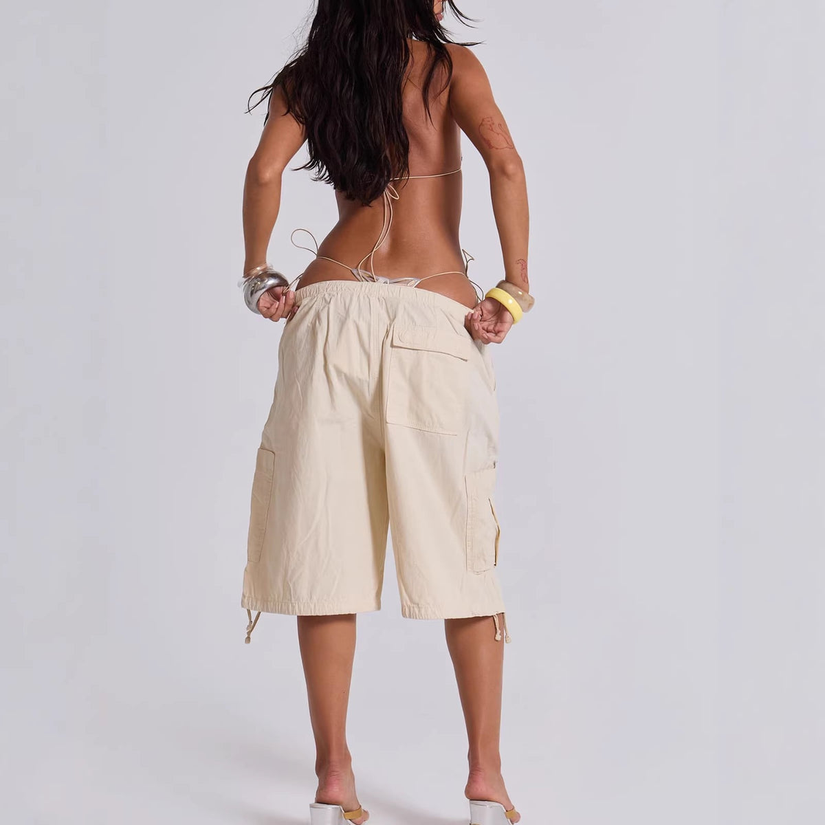 Women's Casual Drawstring Design Versatile Large With Pocket Pants