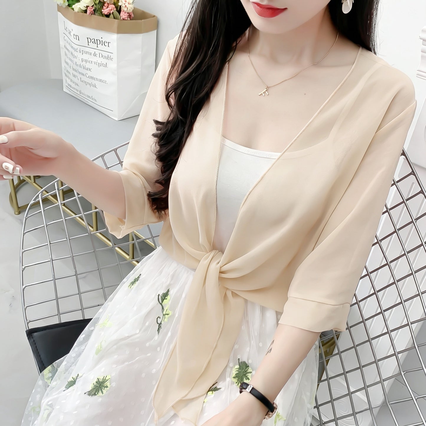 Women's Gentle Sun Protection Shawl Super Durable Lace Shirt, Chiffon Shirt