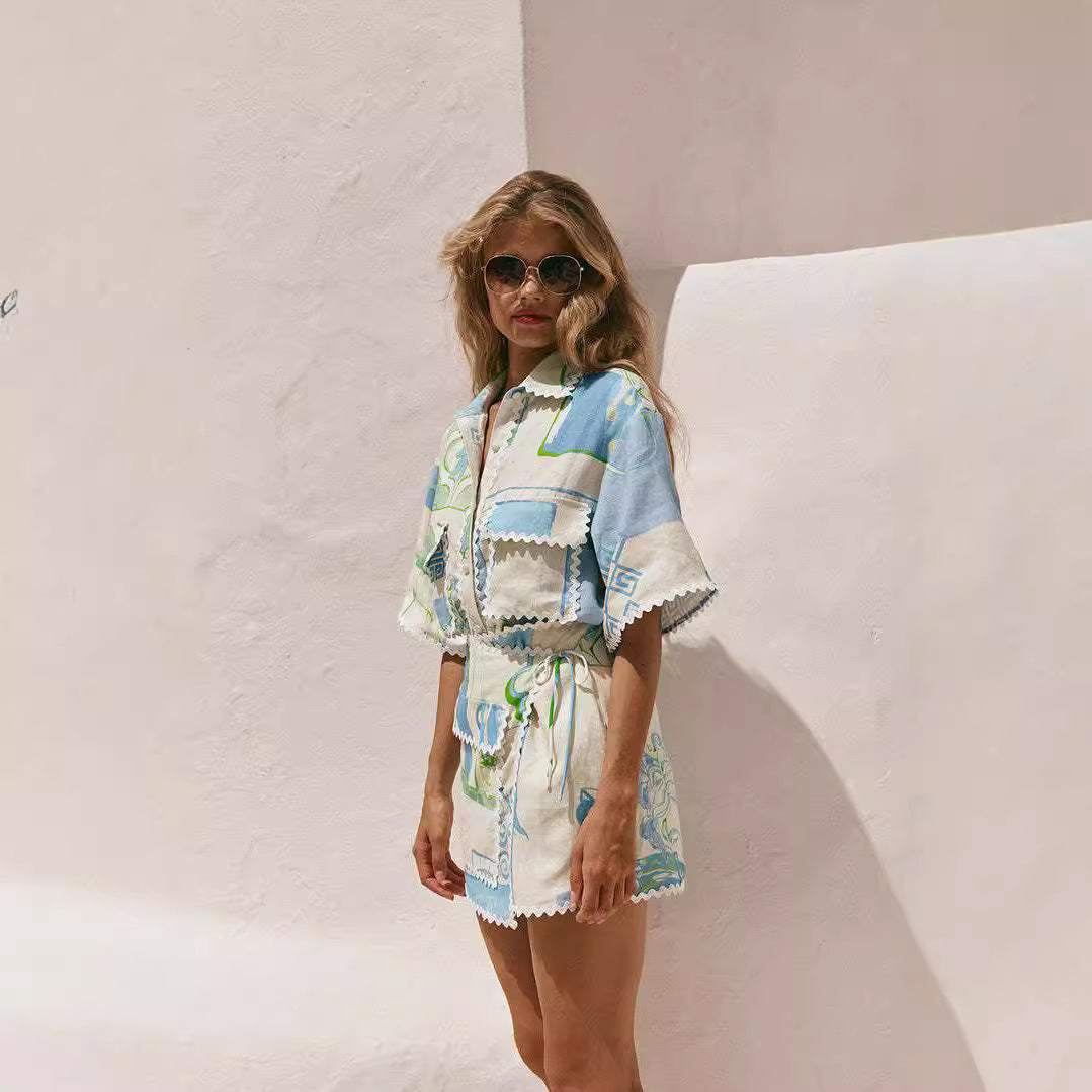 Creative Versatile Women's Fashionable Lace Printing Fashion Casual Suit