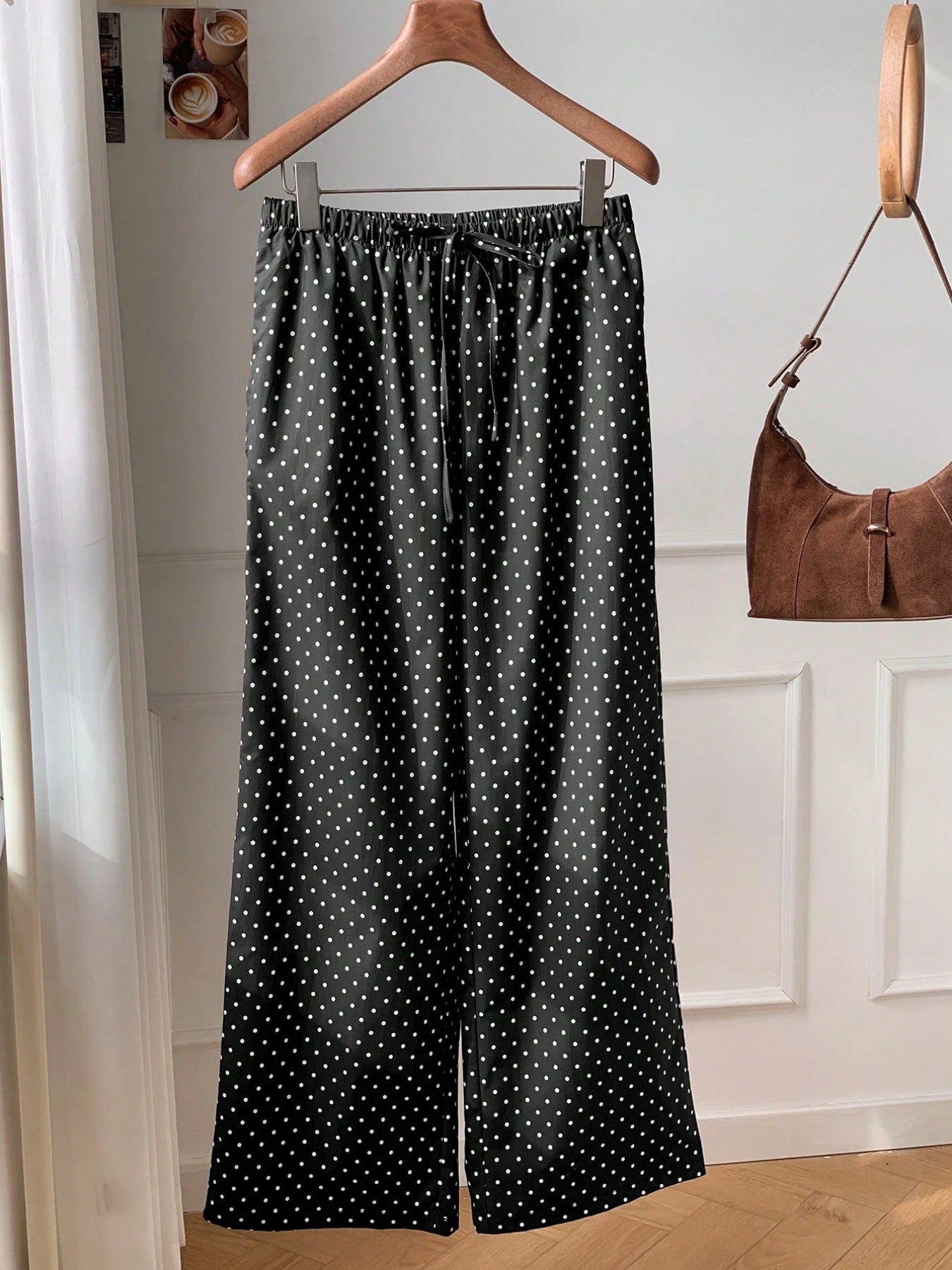 Fashion Slimming Straight Draping Thin Polka Casual Pants