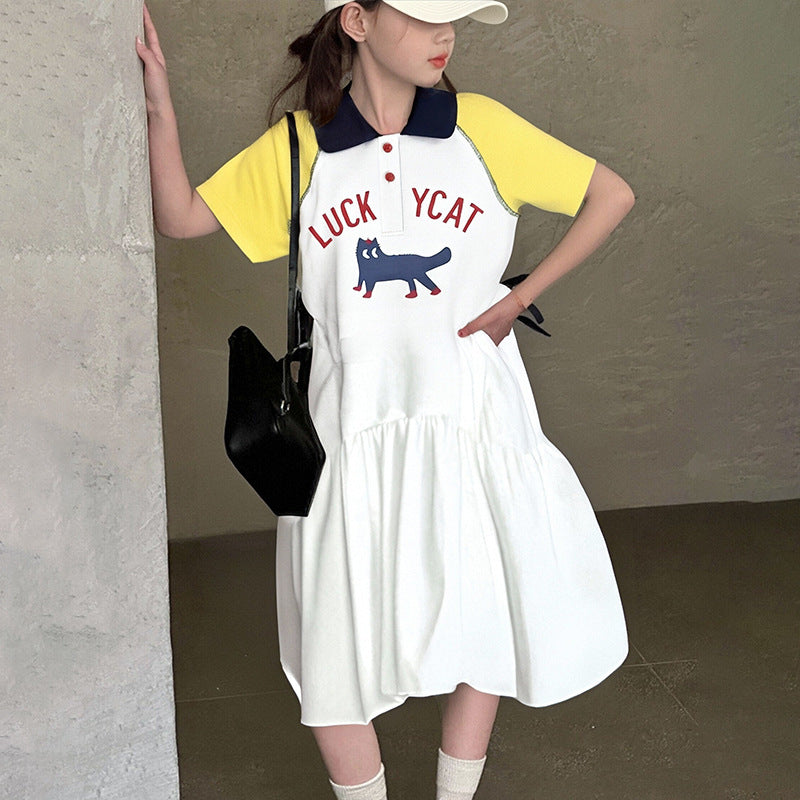 Fashionable Summer Fashion Cartoon Skirt Female Older Children's Dress