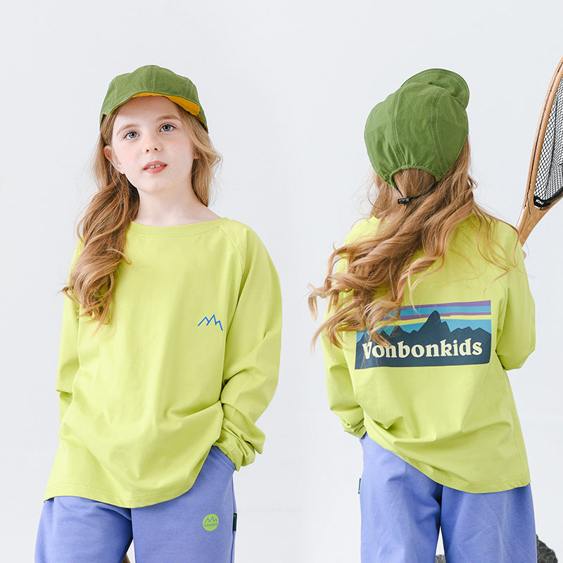 Spring Light Outdoor Mountain Ice Porcelain Cotton Long Children's T-shirt