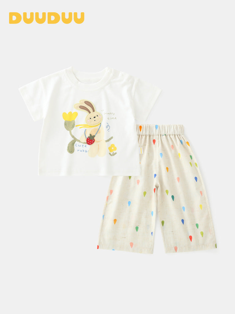 Children's Feeling Korean Style Clothes Suit Two-piece Clothing Children's T-shirt