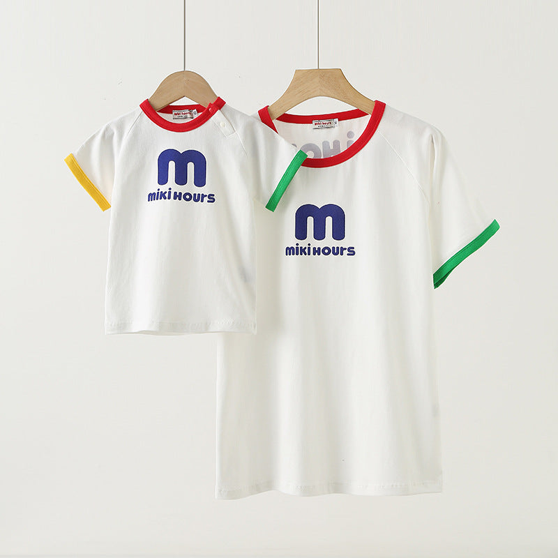 Children's Short-sleeved T-shirt Summer Half Sleeve Top Pure Parent-child Outfit