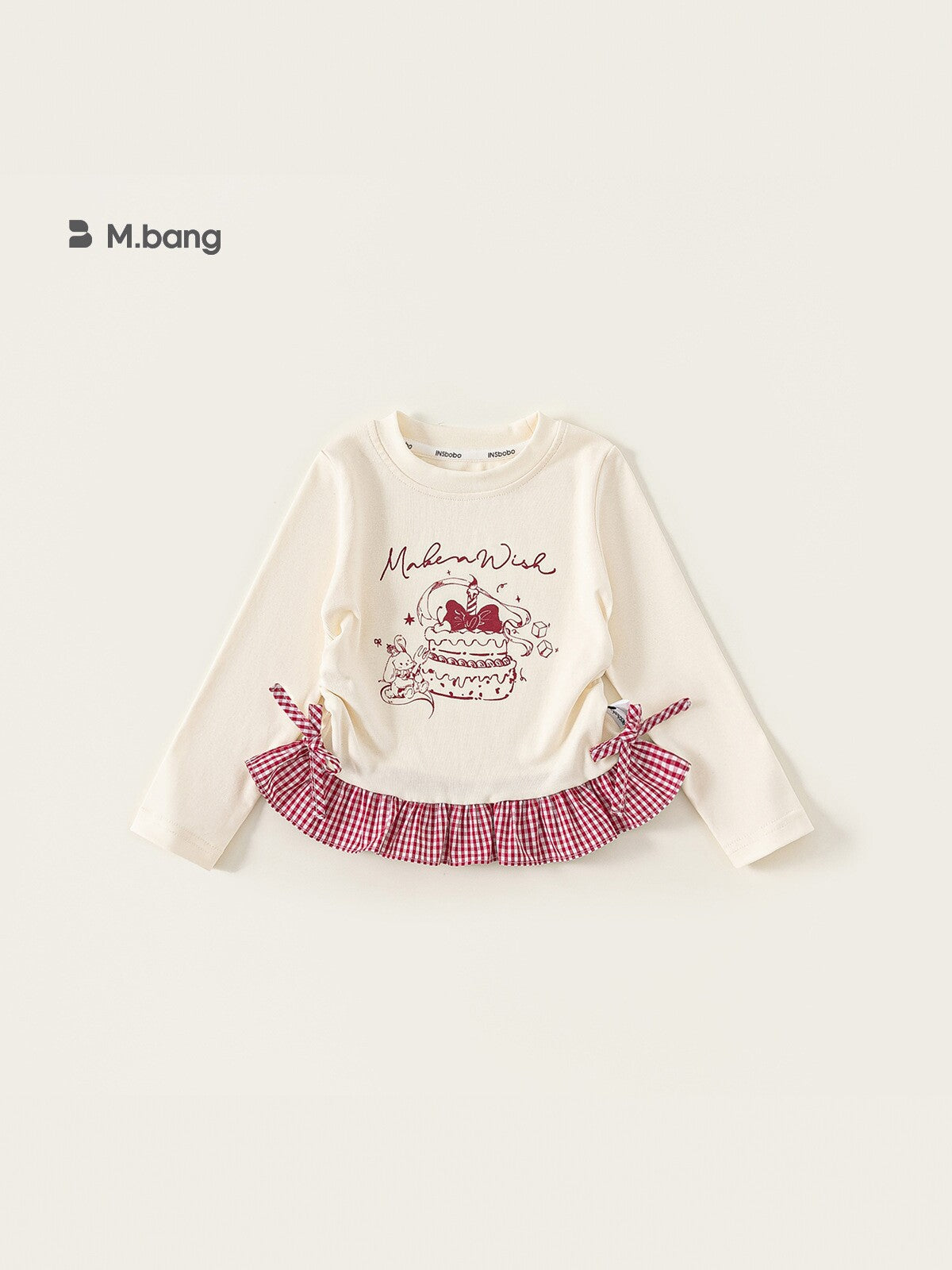 Children's Sleeve Plaid Elements Sisters Outfit Stitching Lace Children's T-shirt
