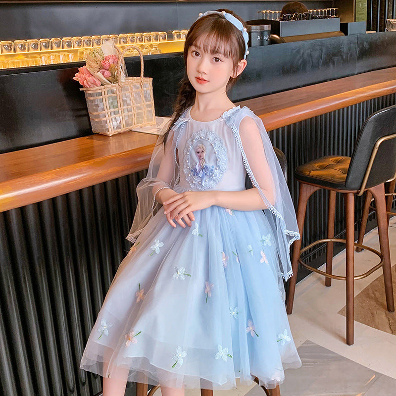 Children's Princess Elsa Summer Clothing Fashionable Gauze Skirt Little Children's Dress