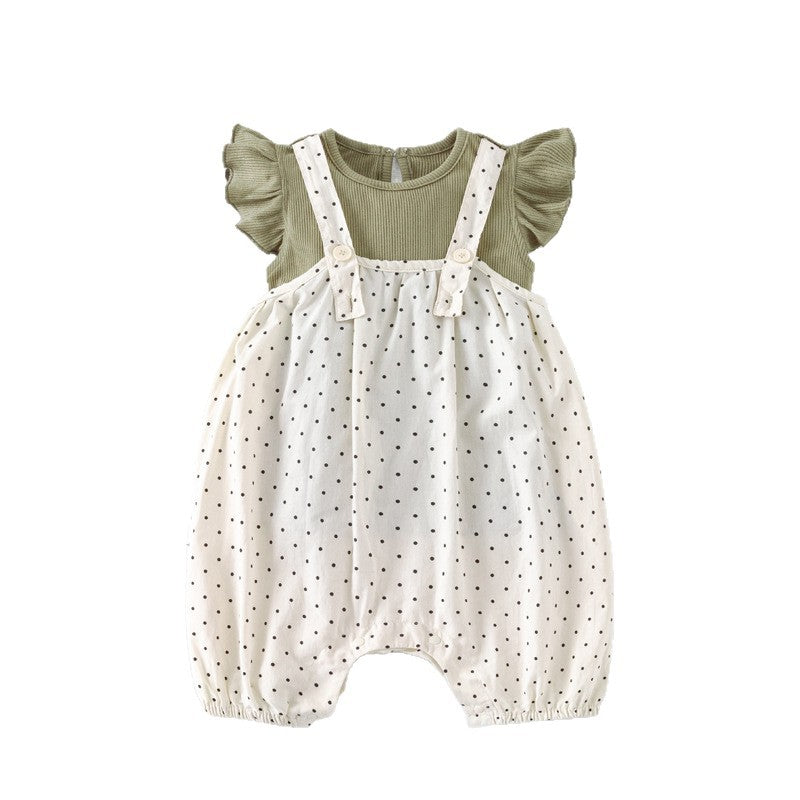 Children's Summer Jumpsuit For Fashionable Polka Dot Cute Infant Class Suspender Children's Suit