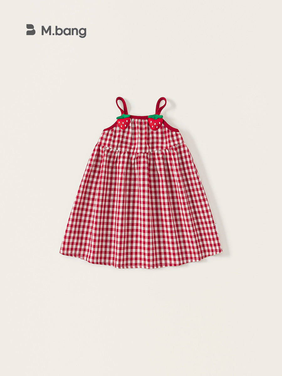 Children's Clothing Summer Strawberry A- Line Suspender Children's Dress
