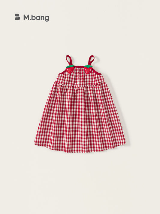 Children's Clothing Summer Strawberry A- Line Suspender Children's Dress