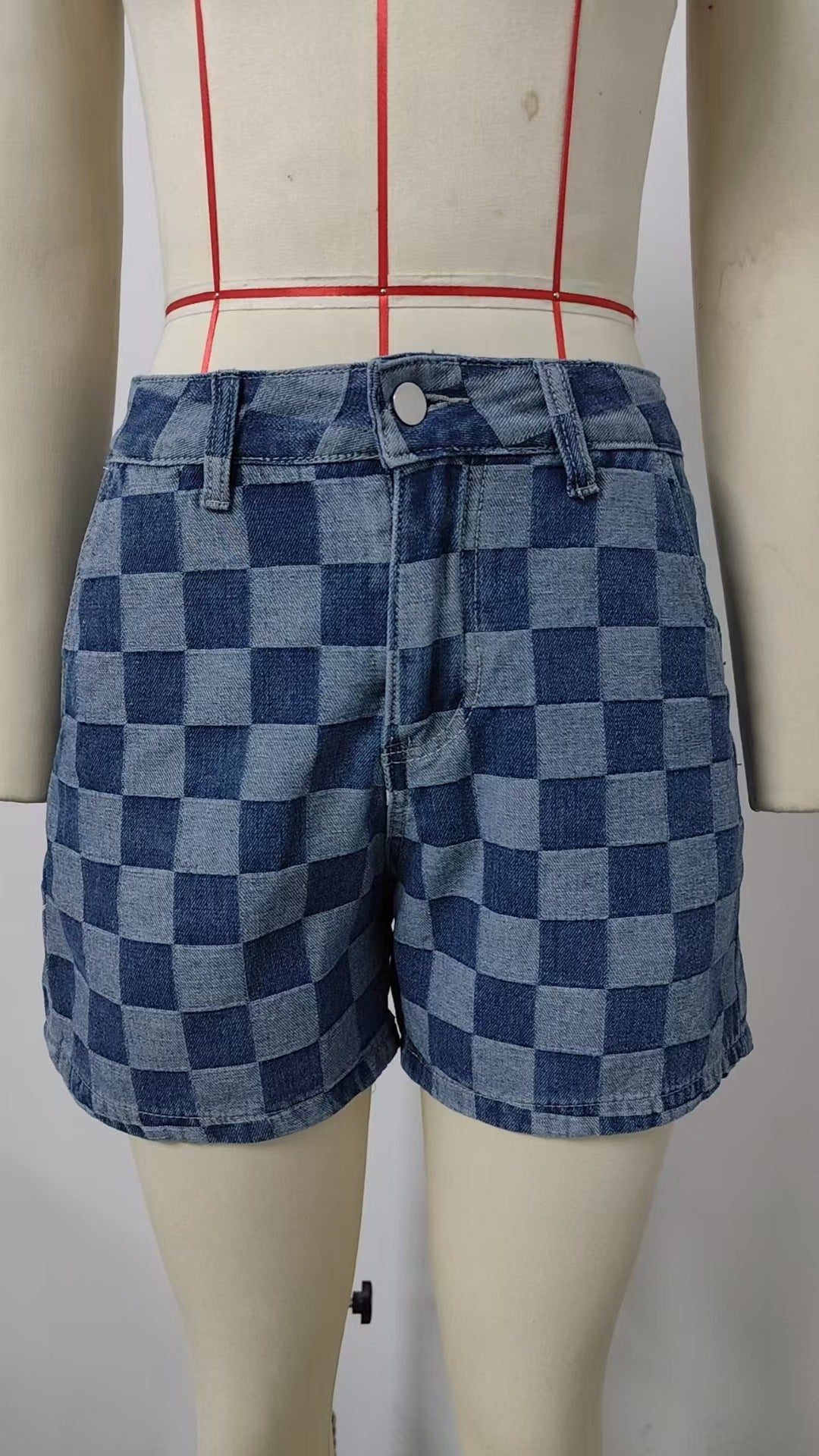 Women's Thin Washed Loose Denim Plaid Shirt Fashion Casual Suit