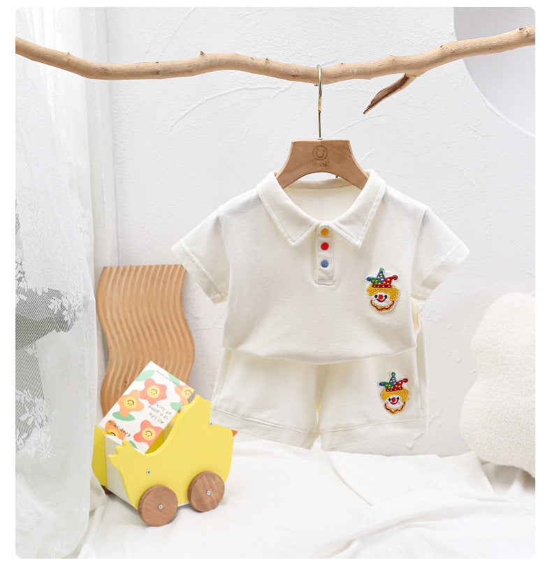 For Babies Summer Thin Unisex Infant Cute Two-piece One Year Children's Suit