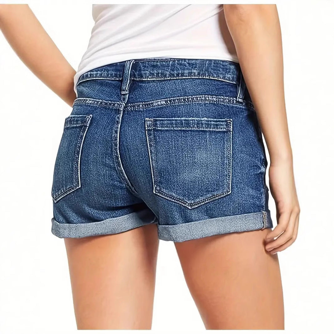 Women's Xi Stretch Ripped Denim Casual High Shorts