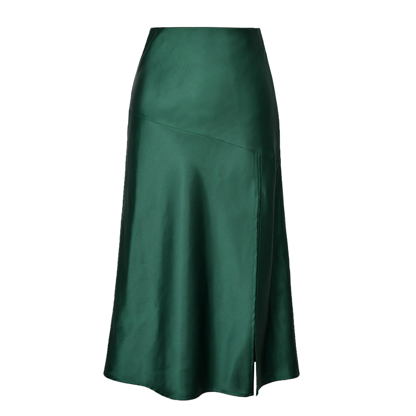 Women's Waist Glossy Satin Silky Pure Color Skirts