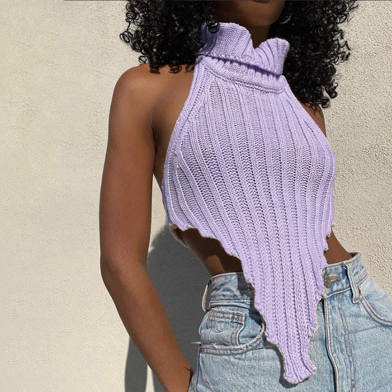 Women's Irregular Backless Woolen Can Wear Outside Small Vest/suspenders/tube Top