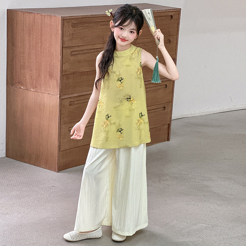Children's Chinese Older Ancient Style Han Clothing Summer Culottes Children's Suit