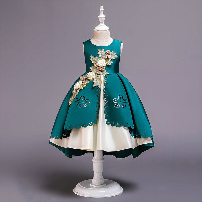 Children's Full Flower Princess Puffy Performance Wear Children's Dress