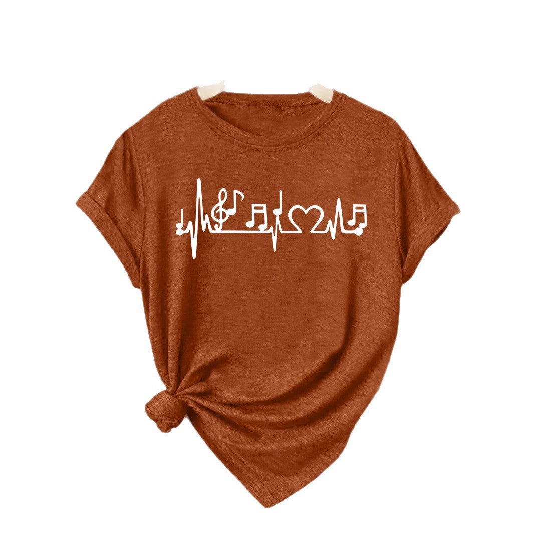 Women's Cute Printed Short-sleeved Note Fashion Women's T-shirt