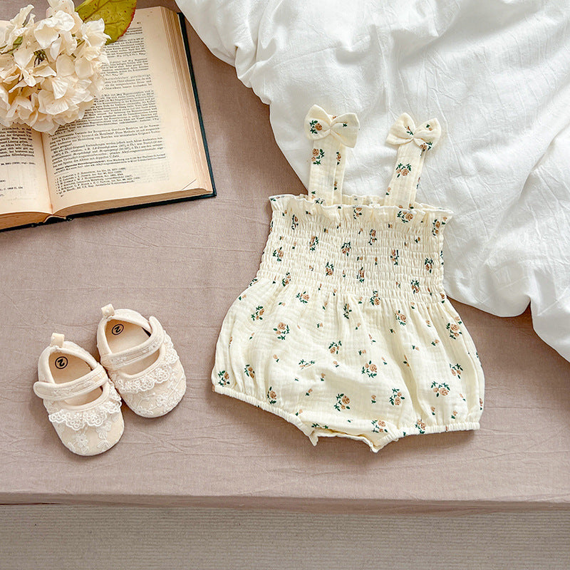 Babies Summer Clothing Fashionable Floral Sweet Princess Romper Going Out Jumpsuit, Climbing Suit