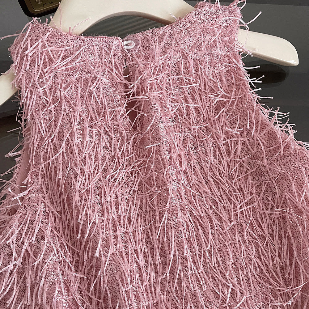 Women's Summer Korean Style Sleeveless Suspender Furry Children's Dress