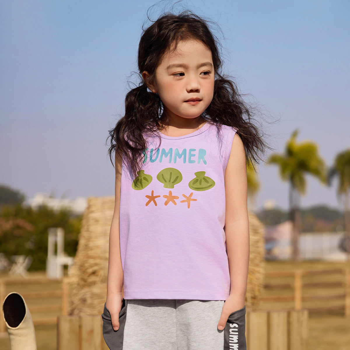 Children's Summer Vest Cool Sleeveless Top Round Neck Cartoon Children's T-shirt