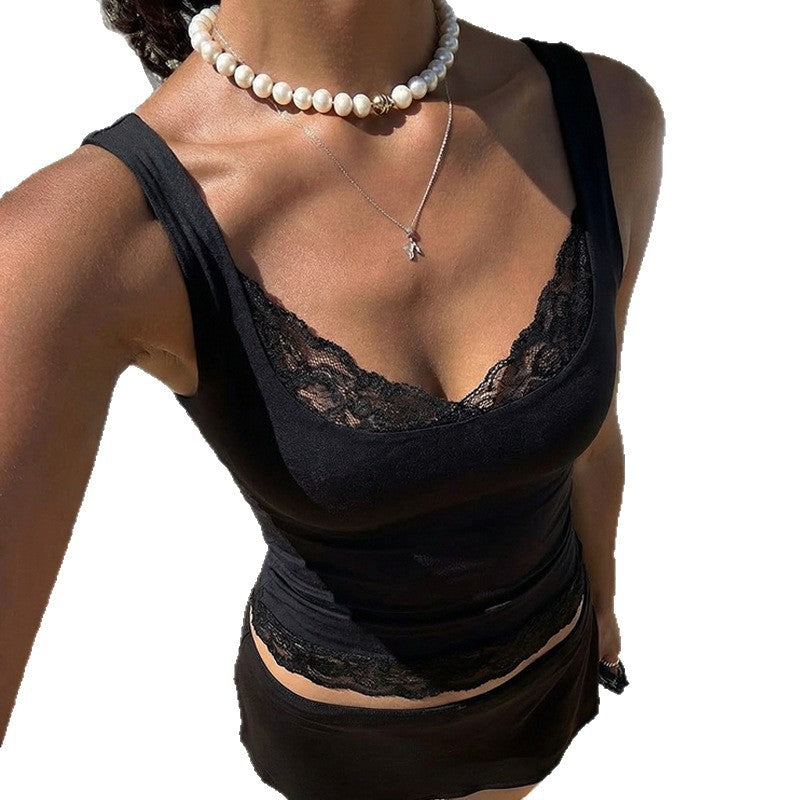 Women's Summer Sexy Lace Solid Color Hot Style Small Vest/suspenders/tube Top
