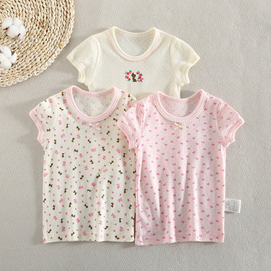 2 Summer Mesh Short-sleeved Cotton Thin Half Sleeve Sleeveless Children's T-shirt