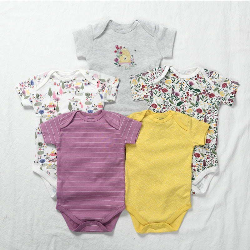 Class Jumpsuit Pure Cotton Summer Short-sleeved Clothes Born Thin Jumpsuit, Climbing Suit