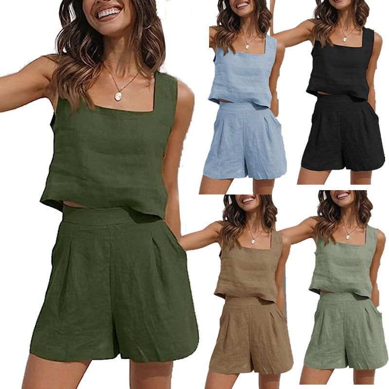 Matching Two-piece Summer Vacation Clothes Leisure Tops