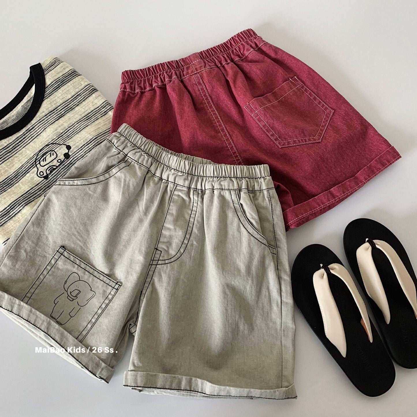 Children's Shorts Summer Korean Style Solid Color Faded Children's Pants