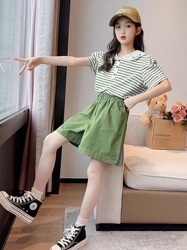 Children's Summer Peter Pan Collar Short Sleeve Western Style Children's Suit