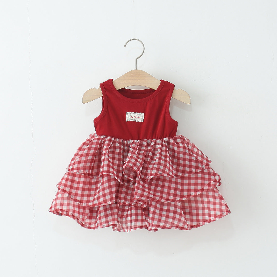 Children's Clothing Sleeveless One-piece Western Style Plaid Cake Children's Dress