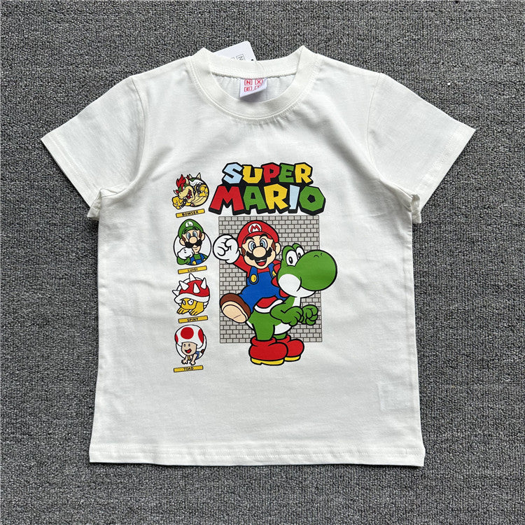 Children's Cartoon Mario Series Summer Short Sleeve Children's T-shirt