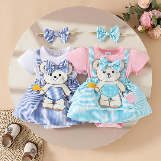 Zhang Fake Suspenders Triangle Rompers Striped Dress Summer Jumpsuit, Climbing Suit