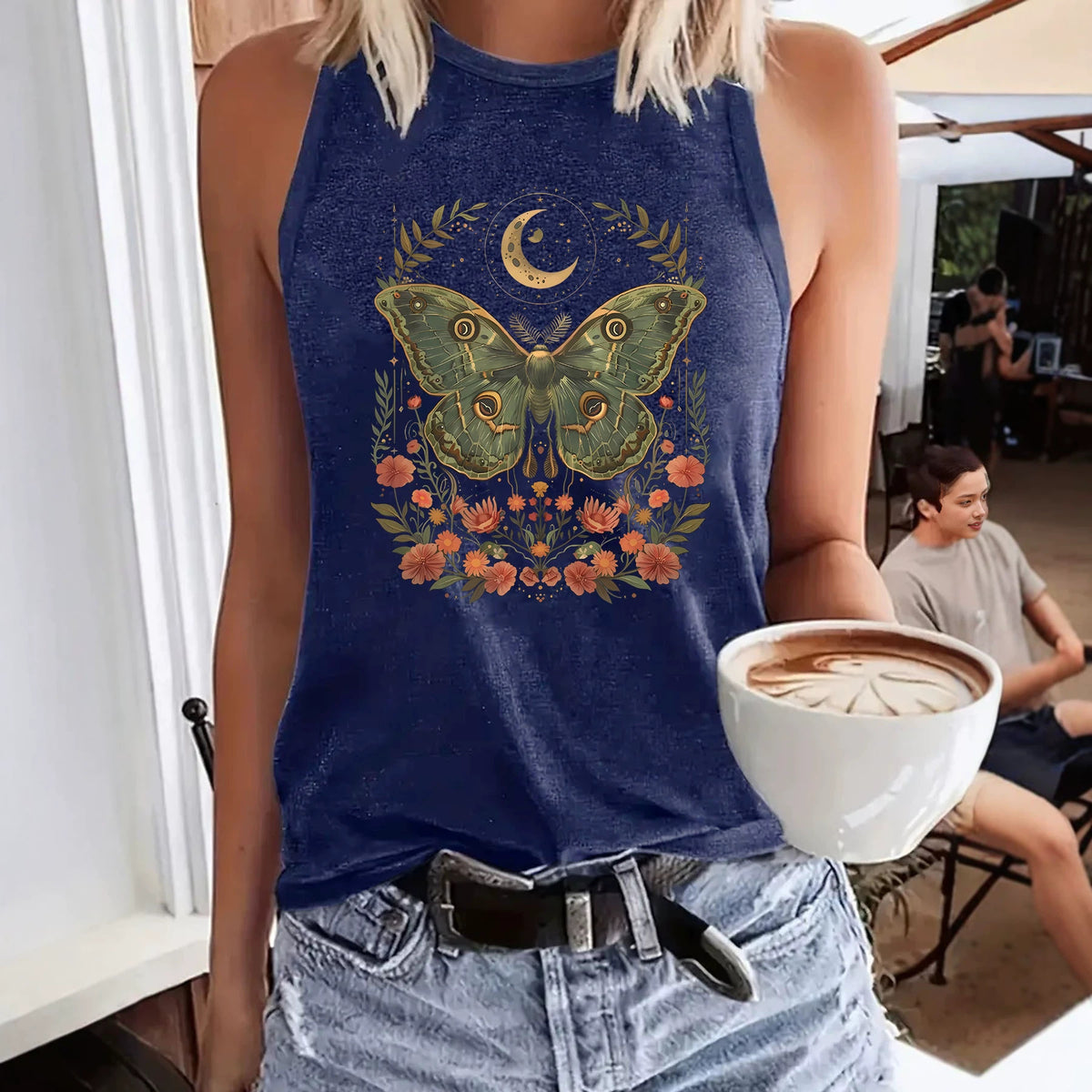 Vintage Plant Forest Print Female Versatile Comfortable Tops