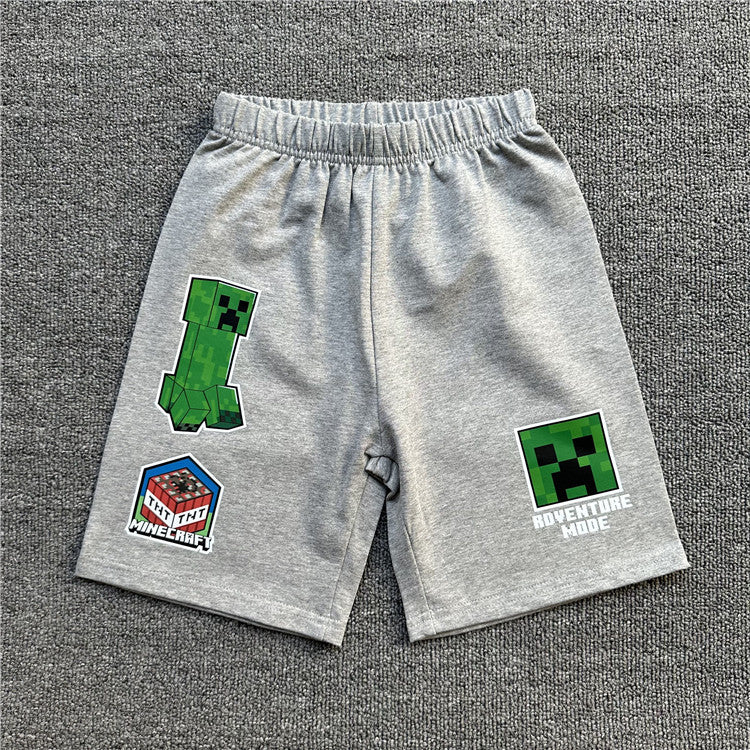 Children's Daily Order Summer My World Game Theme Short-sleeved Can Match Children's T-shirt