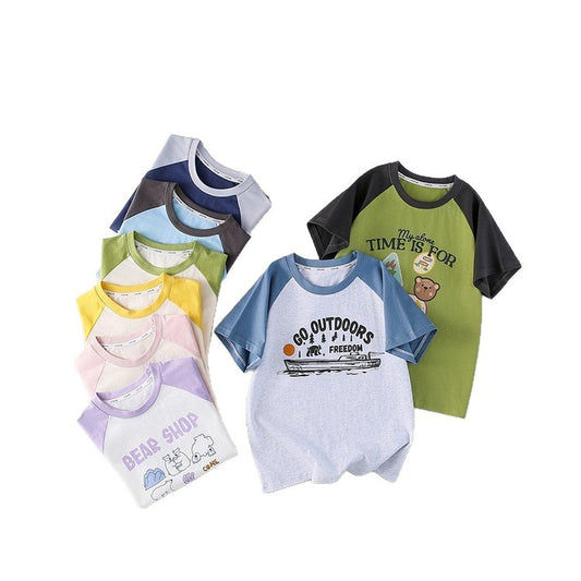 Children's Cotton Hall Summer Suit Pure Class Antibacterial Short-sleeved Children's T-shirt