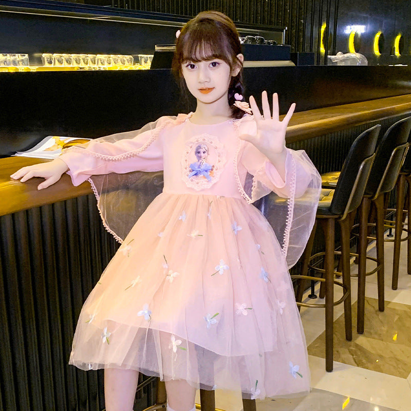 Children's Princess Elsa Summer Clothing Fashionable Gauze Skirt Little Children's Dress