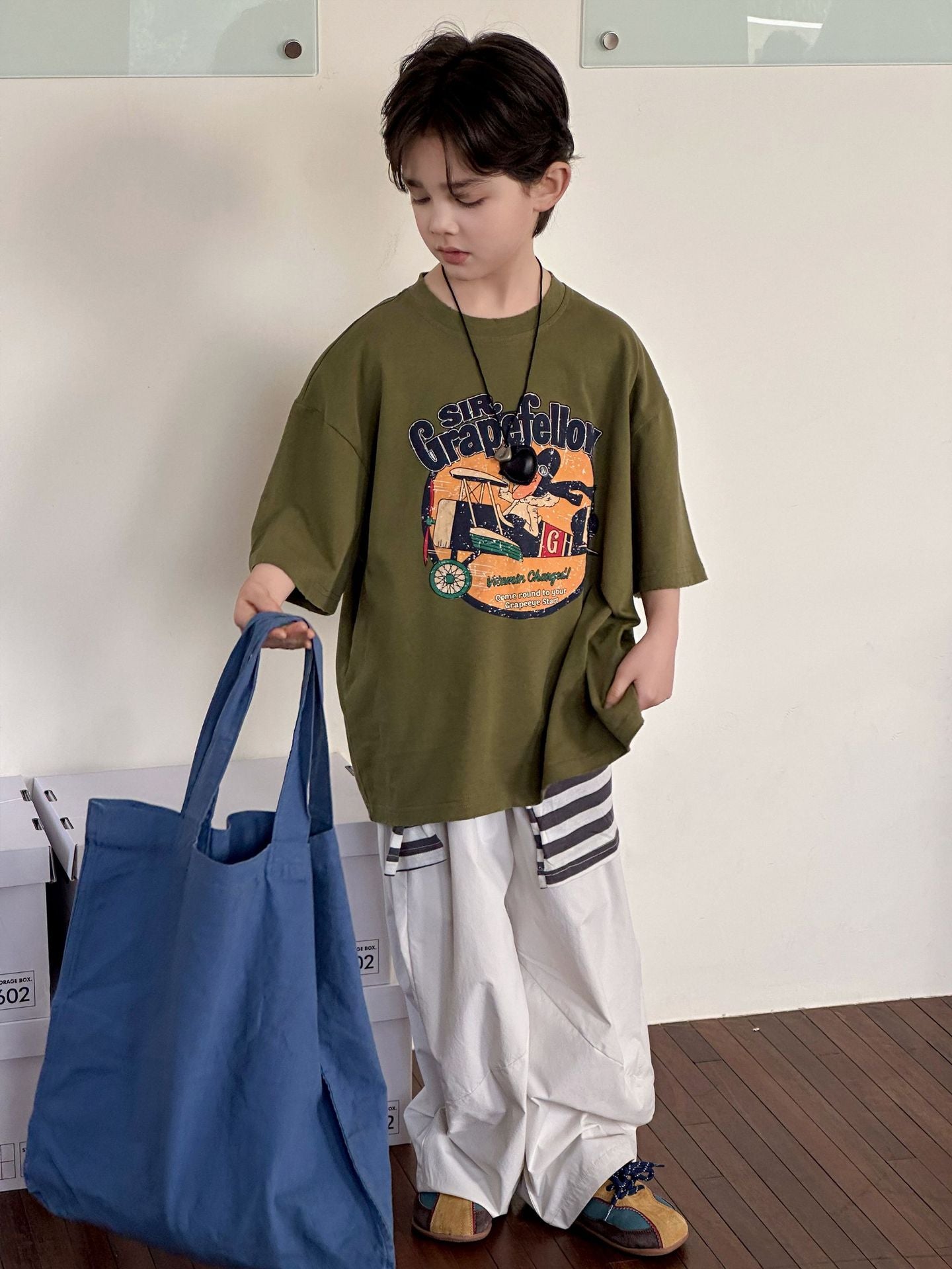 Children's Retro Fashion Cotton Top Loose Printed Summer Children's T-shirt