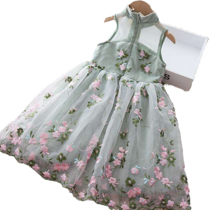 Children's Clothing Summer Flower Embroidery Fashionable Long Children's Dress