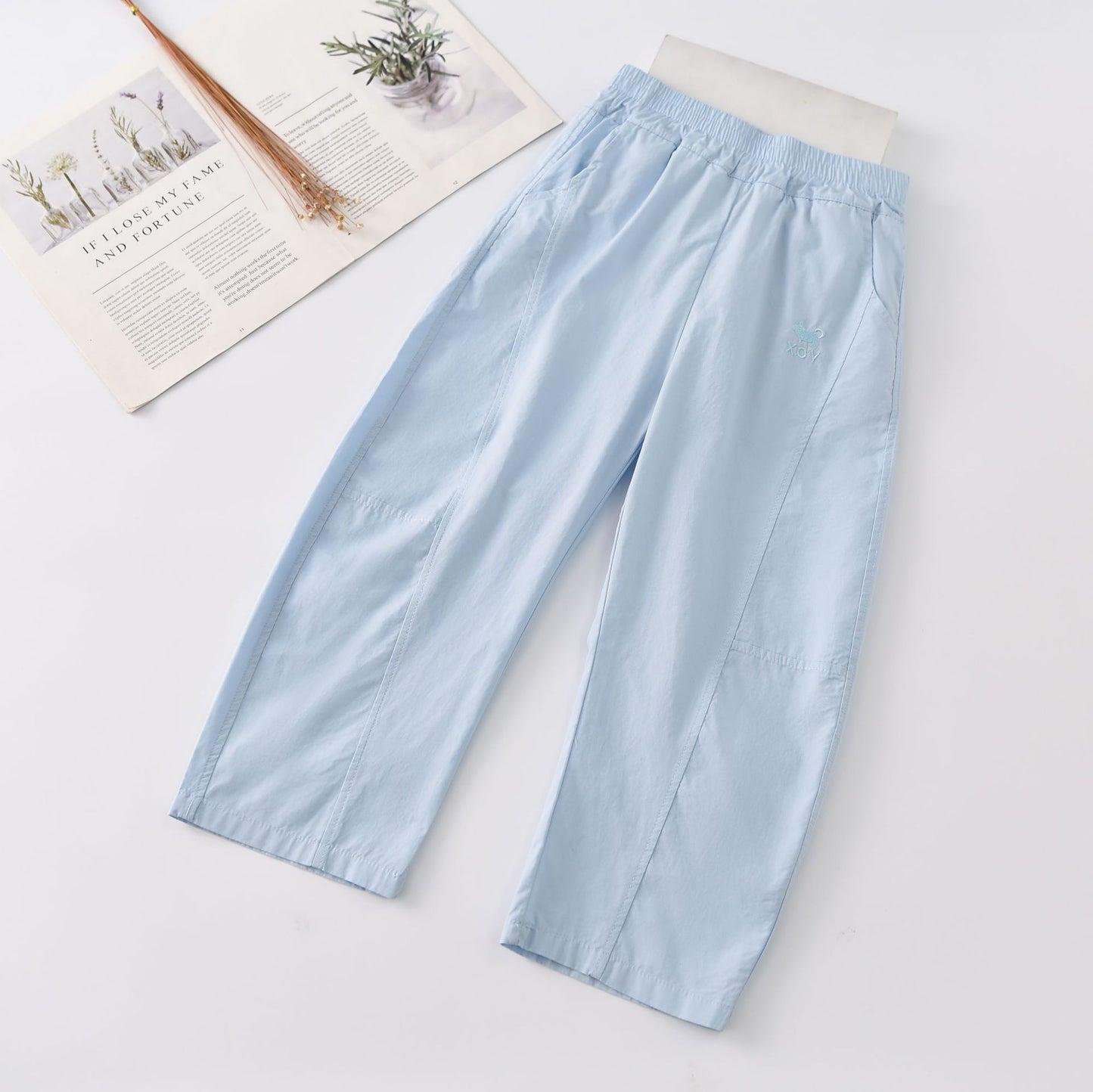 Woven Cotton Machete Medium Big Washed Children's Pants