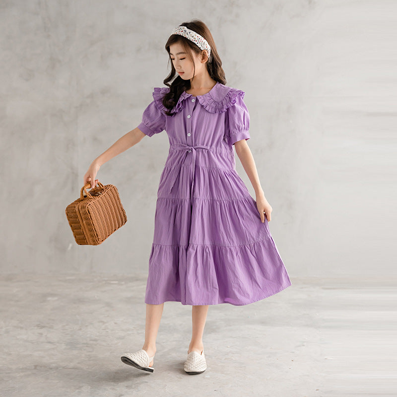 Style Rope Waist Lace Collar Cake Princess Children's Dress