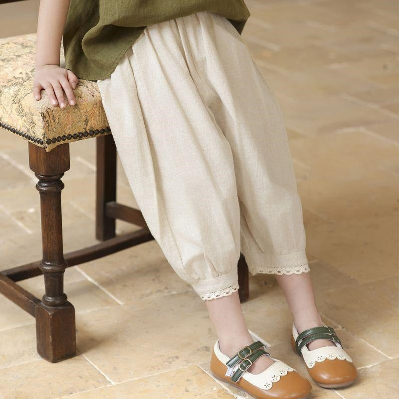 Summer Loose Cropped Thin Ruffles Casual Children's Pants