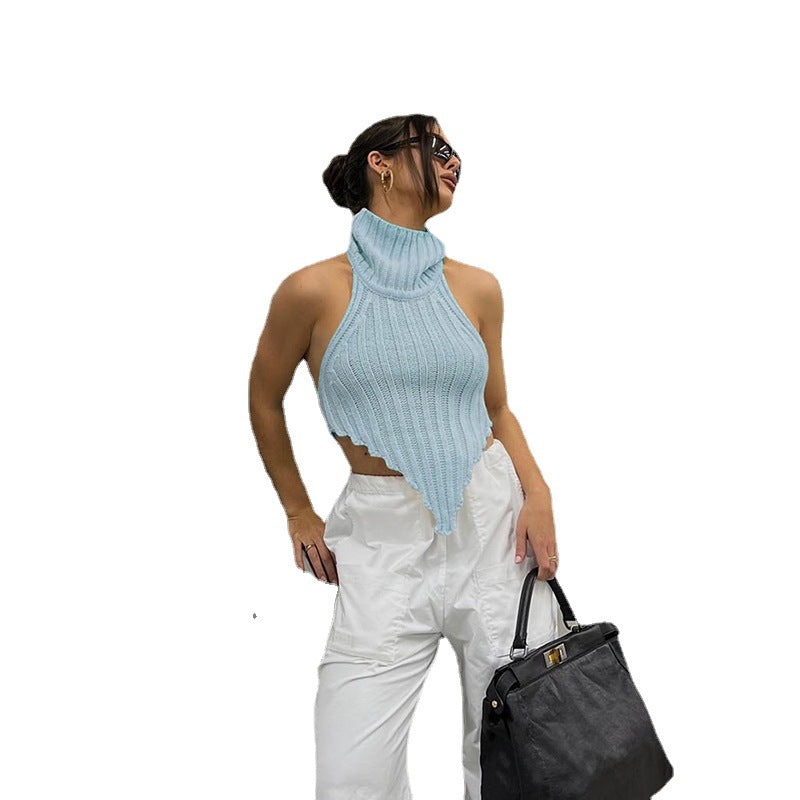 Women's Irregular Backless Woolen Can Wear Outside Small Vest/suspenders/tube Top