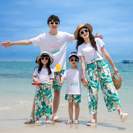 Seaside Wear Summer Family Of Three Four Clothes For The Parent-child Outfit