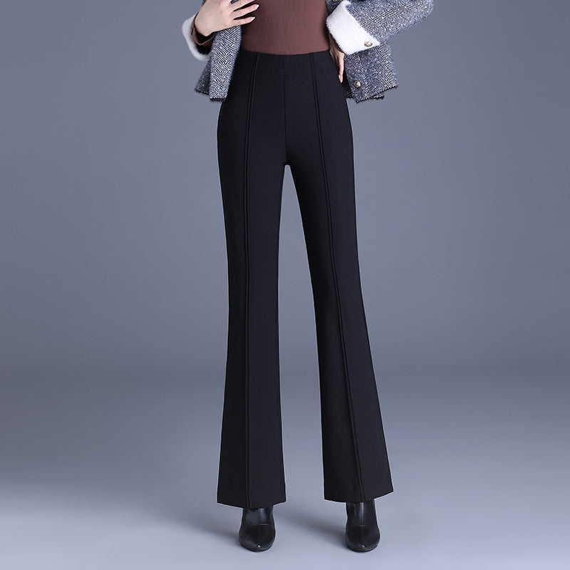 Women's High Waist Slimming Mother Thickened Woolen Casual Pants