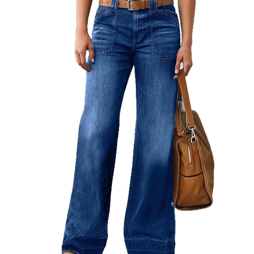 Women's Wide Leg Long High Quality Fashion Casual Four Suitable Comfortable Women's Jeans